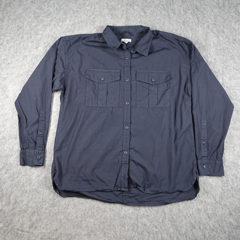 LL Bean Shirt Women Large Blue Signature Soft Poplin Button Down Long Sleeve Top